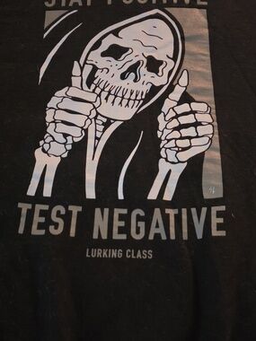 Black LURKING CLASS "Stay Positive Test Negative" HOODIE LARGE